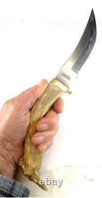 11 Silver Stag Skinner Knife And Leather Sheath