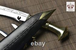 13'' Long Blade Nepal Kukri Gurkha Knife Leather Sheath Brass Handle Sharp Sword