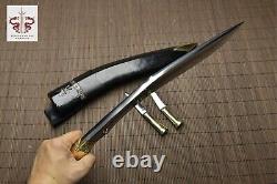 13'' Long Blade Nepal Kukri Gurkha Knife Leather Sheath Brass Handle Sharp Sword