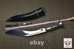 13'' Long Blade Nepal Kukri Gurkha Knife Leather Sheath Brass Handle Sharp Sword