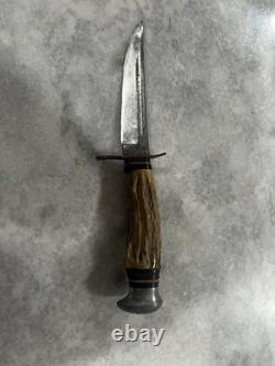 13905 Soligen Germany Knife with Sheath Bone Handle Vintage