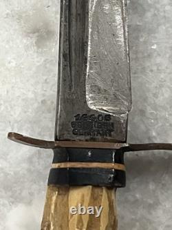 13905 Soligen Germany Knife with Sheath Bone Handle Vintage