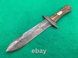 1850's WOODHEAD STAG DAGGER SUPER RARE AND NICE SHEFFIELD OLD KNIFE