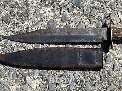 1890's 1900 G. Gelston NY Clip Point Bowie Antique Hunting Knife with Sheath