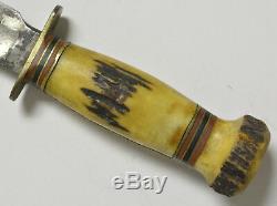 1900's Marble's Hunting Knife Clip Point Bone Handles 9 Long No Pins