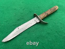 1908-1921 WILBERT BOWIE PERFECT BONE STAG scarce Vintage Hunt Knife