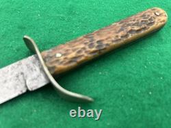 1908-1921 WILBERT BOWIE PERFECT BONE STAG scarce Vintage Hunt Knife