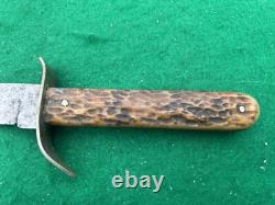 1908-1921 WILBERT BOWIE PERFECT BONE STAG scarce Vintage Hunt Knife