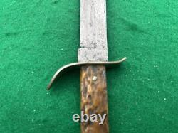 1908-1921 WILBERT BOWIE PERFECT BONE STAG scarce Vintage Hunt Knife