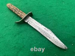 1908-1921 WILBERT BOWIE PERFECT BONE STAG scarce Vintage Hunt Knife