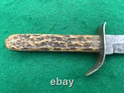 1908-1921 WILBERT BOWIE PERFECT BONE STAG scarce Vintage Hunt Knife