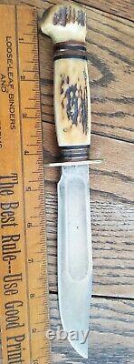 1920ish Vintage Marble's MSA CO. 6 Ideal Stag Bowie Knife & Case 100% Original