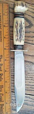 1920ish Vintage Marble's MSA CO. 6 Ideal Stag Bowie Knife & Case 100% Original