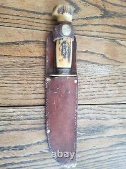 1920ish Vintage Marble's MSA CO. 6 Ideal Stag Bowie Knife & Case 100% Original
