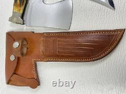 1930s Case's Tested XX Axe & Knife Combo Stag Leather Sheath Great Condition