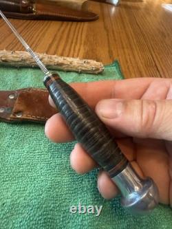 1940-1950 Vintage CaseXX Fixed Blade Hunting Knife Brown Leather Sheath