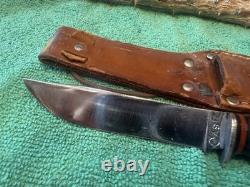 1940-1950 Vintage CaseXX Fixed Blade Hunting Knife Brown Leather Sheath