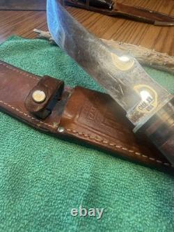 1940-1950 Vintage CaseXX Fixed Blade Hunting Knife Brown Leather Sheath