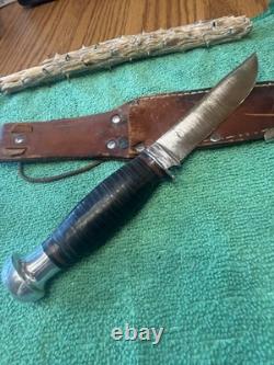 1940-1950 Vintage CaseXX Fixed Blade Hunting Knife Brown Leather Sheath