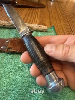 1940-1950 Vintage CaseXX Fixed Blade Hunting Knife Brown Leather Sheath
