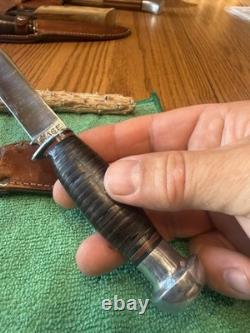 1940-1950 Vintage CaseXX Fixed Blade Hunting Knife Brown Leather Sheath