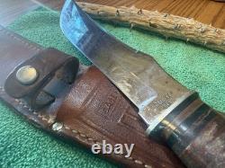 1940-1950 Vintage CaseXX Fixed Blade Hunting Knife Brown Leather Sheath