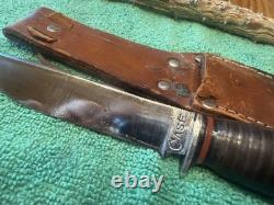 1940-1950 Vintage CaseXX Fixed Blade Hunting Knife Brown Leather Sheath