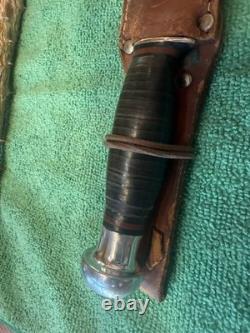 1940-1950 Vintage CaseXX Fixed Blade Hunting Knife Brown Leather Sheath