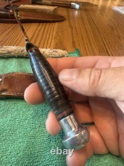 1940-1950 Vintage CaseXX Fixed Blade Hunting Knife Brown Leather Sheath