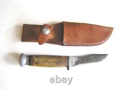 1940-65 CASE Fixed Blade Hunting Knife with Sheath, Stag Handle
