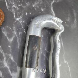 1940s Handmade Knife Snake Handle with Bone Inlay Original Leather Sheath Mexico