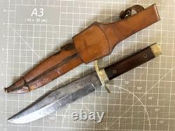 1950s EDGE BRAND Solingen Germany 068 Wood Handle Fixed Blade Bowie Knife Sheath