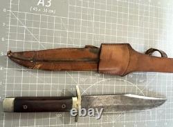 1950s EDGE BRAND Solingen Germany 068 Wood Handle Fixed Blade Bowie Knife Sheath