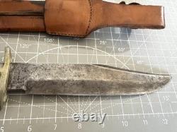 1950s EDGE BRAND Solingen Germany 068 Wood Handle Fixed Blade Bowie Knife Sheath