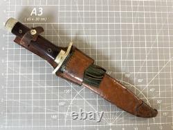 1950s EDGE BRAND Solingen Germany 068 Wood Handle Fixed Blade Bowie Knife Sheath