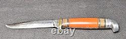 1950s No. 48BAP Western Boulder Co. USA Fixed Blade Knife Handle Leather Sheath