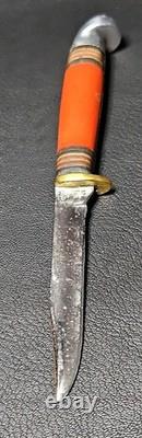 1950s No. 48BAP Western Boulder Co. USA Fixed Blade Knife Handle Leather Sheath