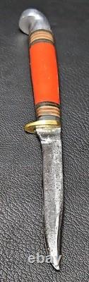 1950s No. 48BAP Western Boulder Co. USA Fixed Blade Knife Handle Leather Sheath