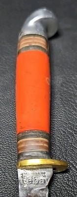 1950s No. 48BAP Western Boulder Co. USA Fixed Blade Knife Handle Leather Sheath