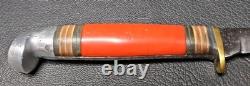 1950s No. 48BAP Western Boulder Co. USA Fixed Blade Knife Handle Leather Sheath 1950s No. 48BAP Western Boulder Co. USA Fixed Blade Knife Handle Leather Sheath