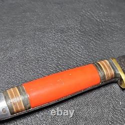 1950s No. 48BAP Western Boulder Co. USA Fixed Blade Knife Handle Leather Sheath