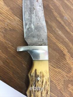 1960's RARE SOLINGEN GERMANY STAG BONE OTHELLO 5in Blade HUNTING KNIFE 9 1/2 L