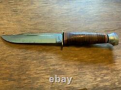 1960's USA Kabar 1207 Finger Groove Knife with Original Leather Sheath