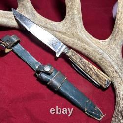 1960s Keystone Stag Solingen Hunting Fixed Blade Knife Multi Tool Sheath No 231