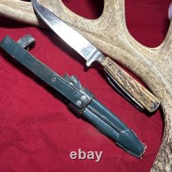 1960s Keystone Stag Solingen Hunting Fixed Blade Knife Multi Tool Sheath No 231