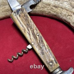 1960s Keystone Stag Solingen Hunting Fixed Blade Knife Multi Tool Sheath No 231