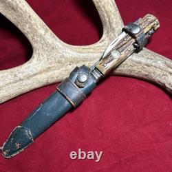 1960s Keystone Stag Solingen Hunting Fixed Blade Knife Multi Tool Sheath No 231