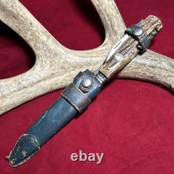 1960s Keystone Stag Solingen Hunting Fixed Blade Knife Multi Tool Sheath No 231