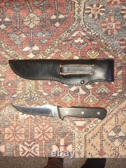 1980s Japan Handmade High Carbon Steel Hunting Knife with Leather Sheath