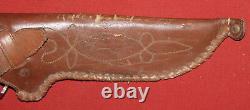 1983 Hand Made steel hunting bowie knife with leather sheath